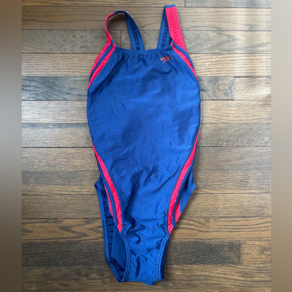 Speedo Women’s Navy & Red One Piece Swimsuit (Size 38)